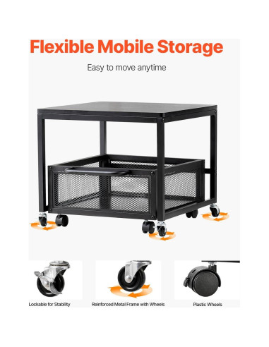 Soporte para Mini Nevera VEVOR con Carrito Móvil Negro 90 kg