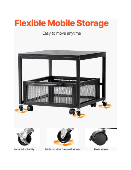 Soporte para Mini Nevera VEVOR con Carrito Móvil Negro 90 kg