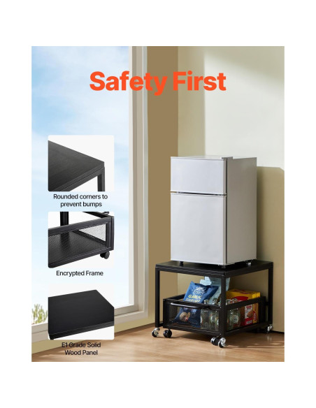 Soporte para Mini Nevera VEVOR con Carrito Móvil Negro 90 kg