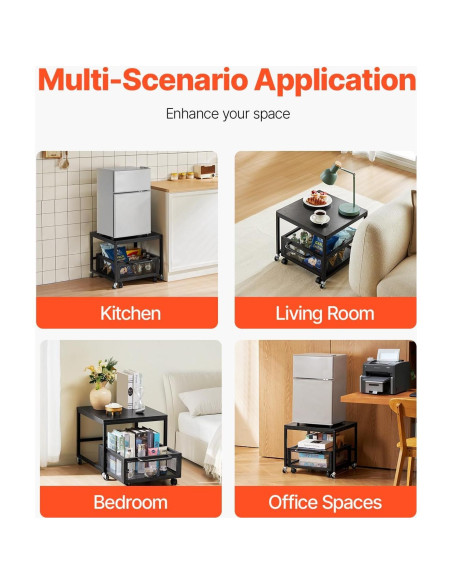 Soporte para Mini Nevera VEVOR con Carrito Móvil Negro 90 kg