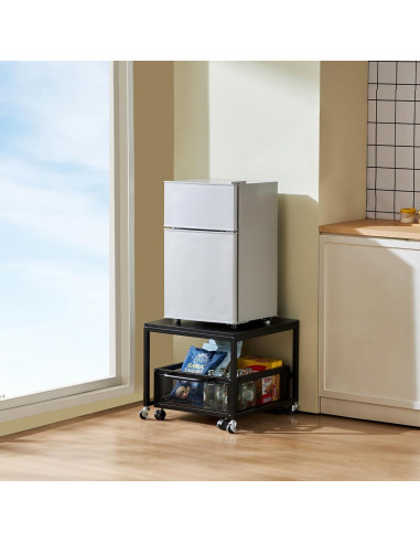 Soporte para Mini Nevera VEVOR con Carrito Móvil Negro 90 kg