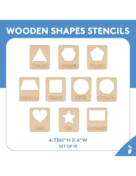 Plantillas de Geometría Reutilizables Woodpeckers, 10 Formas 10.16 cm