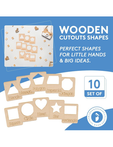 Plantillas de Geometría Reutilizables Woodpeckers, 10 Formas 10.16 cm