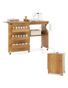 Mesa de Costura Plegable DORTALA con Estación de Carga Natural