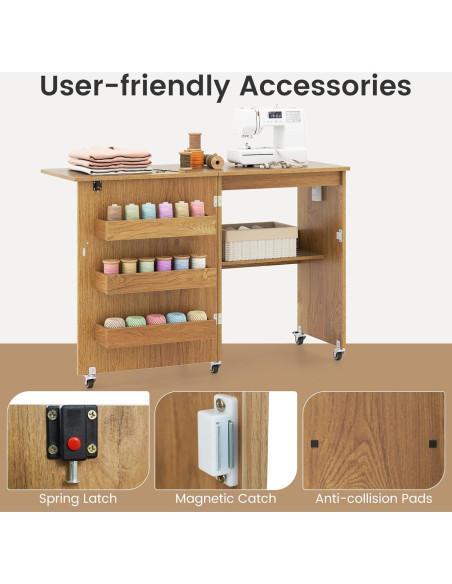 Mesa de Costura Plegable DORTALA con Estación de Carga Natural