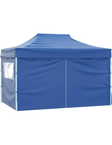 Carpa de Fiesta Plegable YELWHI 2.8x4.1m Azul Resistente UV y Agua