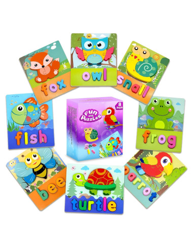 Rompecabezas de Madera Montessori Huizhou 8 Animales 18x15 cm