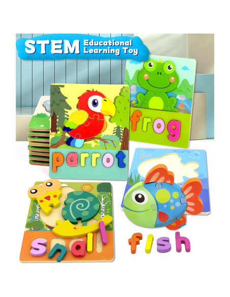 Rompecabezas de Madera Montessori Huizhou 8 Animales 18x15 cm Rompecabezas de Madera Montessori Huizhou 8 Animales 18x15 cm