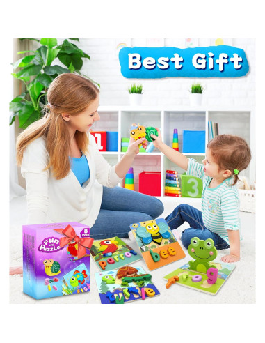 Rompecabezas de Madera Montessori Huizhou 8 Animales 18x15 cm