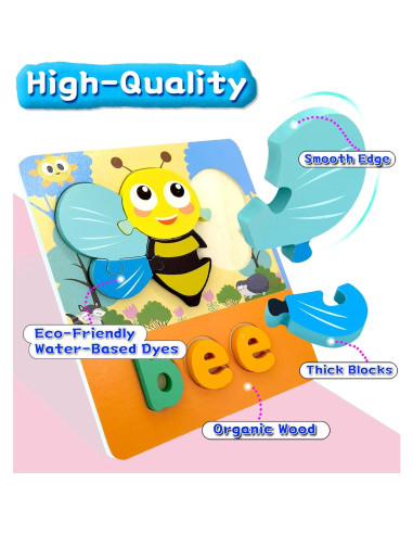 Rompecabezas de Madera Montessori Huizhou 8 Animales 18x15 cm