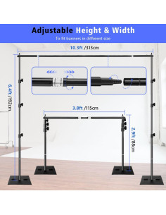 Kit de Soporte para Fondos de Fotografía SLOW DOLPHIN 3.05m x 1.83m 2
