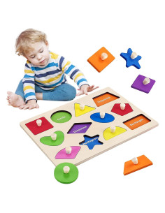 Rompecabezas de Madera Montessori XUANYUQL 12 Formas 20x12 cm