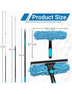 Kit de Limpieza de Ventanas 2 en 1 TrueYee con Poste Extensible 1.5-3.6m 2