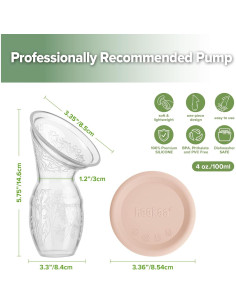 Bomba de Pecho Manual Haakaa 118ml Rosa con Tapa de Silicona 2