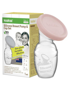 Bomba Manual de Pecho Haakaa 100ml Rosa con Tapa de Silicona