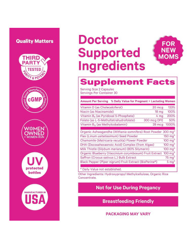 Suplemento Postparto Pink Stork 60 Cápsulas - Apoyo Emocional y Hormonal