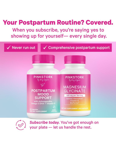 Suplemento Postparto Pink Stork 60 Cápsulas - Apoyo Emocional y Hormonal
