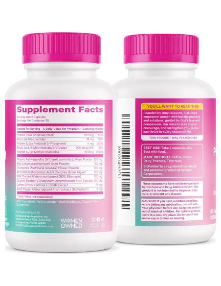 Suplemento Postparto Pink Stork 60 Cápsulas - Apoyo Emocional y Hormonal