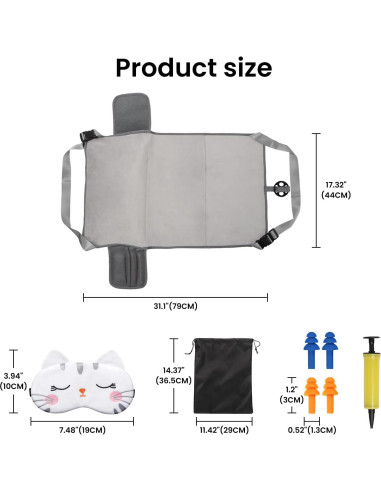 Cama de avión portátil para niños Frstem - Gris, 78.74x48.26cm