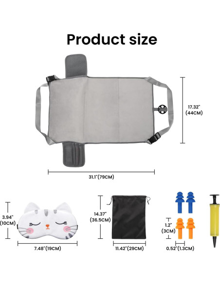 Cama de avión portátil para niños Frstem - Gris, 78.74x48.26cm
