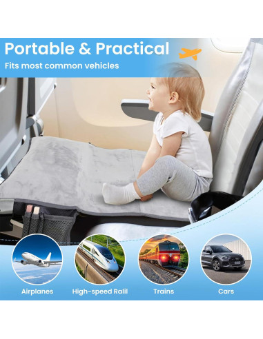Cama de avión portátil para niños Frstem - Gris, 78.74x48.26cm