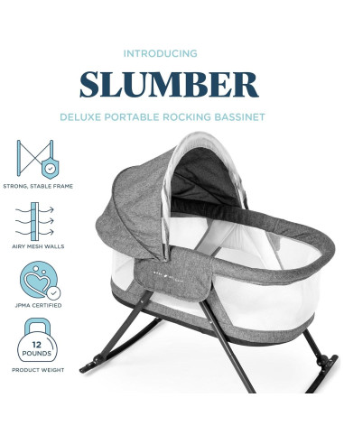 Cuna Mecedora Portátil Baby Delight Slumber Tweed Carbón