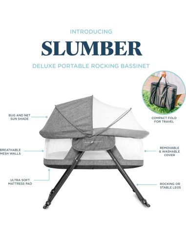 Cuna Mecedora Portátil Baby Delight Slumber Tweed Carbón
