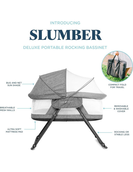 Cuna Mecedora Portátil Baby Delight Slumber Tweed Carbón
