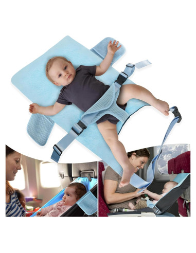 Cama de avión portátil LoTanop para bebés 1-12 meses azul