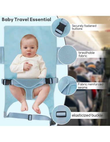 Cama de avión portátil LoTanop para bebés 1-12 meses azul