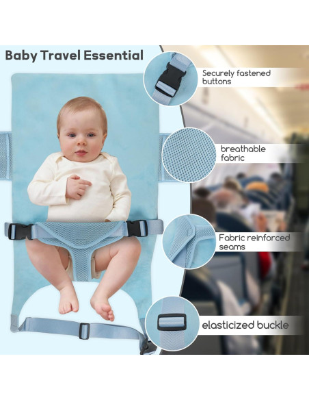 Cama de avión portátil LoTanop para bebés 1-12 meses azul