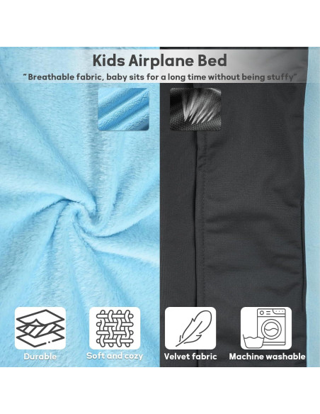 Cama de avión portátil LoTanop para bebés 1-12 meses azul