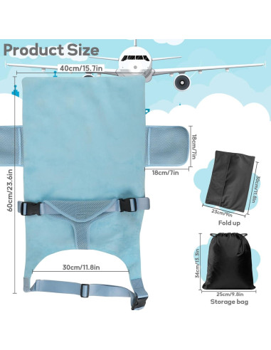 Cama de avión portátil LoTanop para bebés 1-12 meses azul