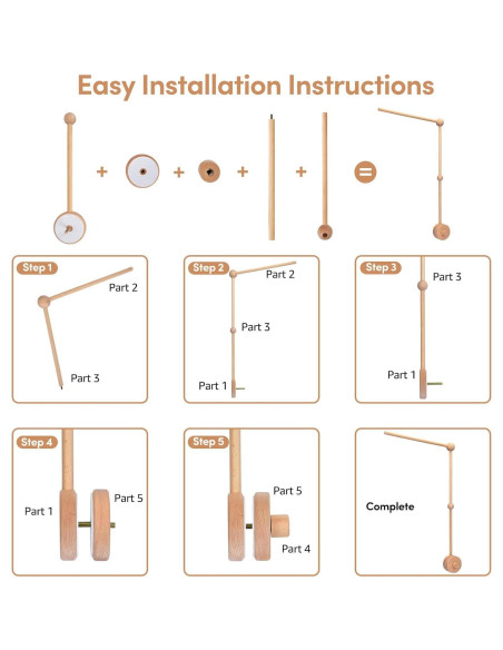 Brazo de Móvil de Madera YOUQIAN para Cuna - Soporte Ajustable
