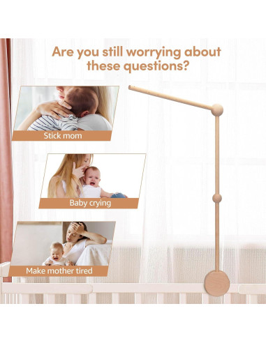 Brazo de Móvil de Madera YOUQIAN para Cuna - Soporte Ajustable