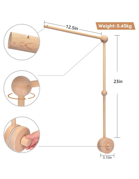 Brazo de Móvil de Madera YOUQIAN para Cuna - Soporte Ajustable