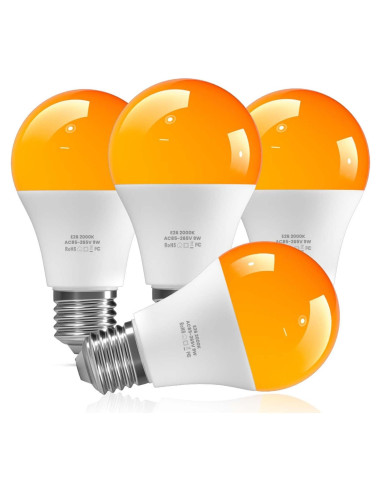 Bombillas LED Ámbar Bonlux E26 9W 2000K Paquete de 4