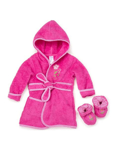 Bata de Baño con Capucha para Bebés Spasilk - Talla Única - Flor Rosa