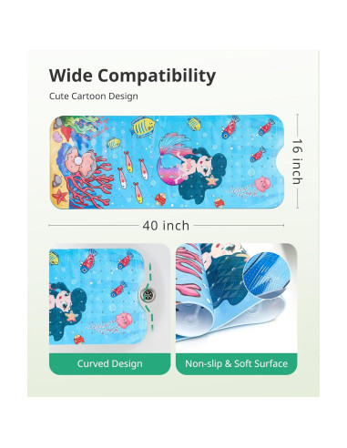 Alfombrilla de baño antideslizante Daugee 101.6x40.6 cm Sirena