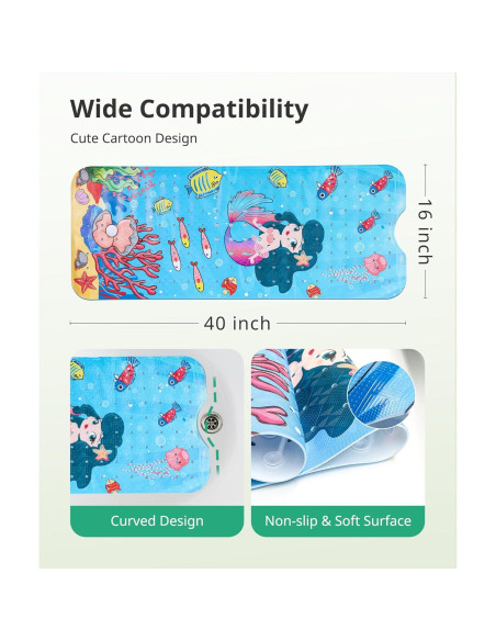 Alfombrilla de baño antideslizante Daugee 101.6x40.6 cm Sirena