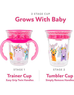 Vaso de Bebida 360 Nuby con Mangos Removibles 240 ml Rosa 2