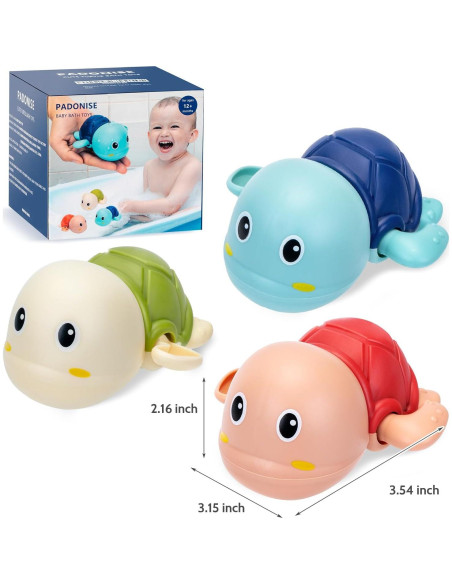 Set de 3 Juguetes de Baño Tortuga PADONISE para Niños 1-3 Años