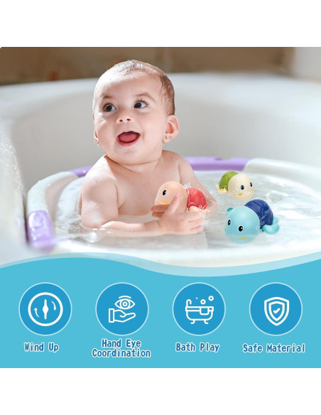 Set de 3 Juguetes de Baño Tortuga PADONISE para Niños 1-3 Años