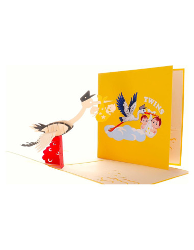 Tarjeta 3D Pop Up iGifts And Cards Baby Shower Gemelos 15.24cm