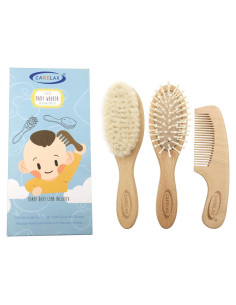 Juego de Cepillo y Peine para Bebés CARELAX - Madera y Cerda Natural
