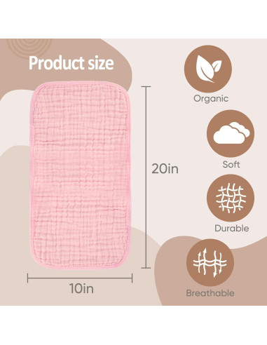 Paños de Eructo 100% Algodón MIGIOL - 12 Piezas Rosa y Café