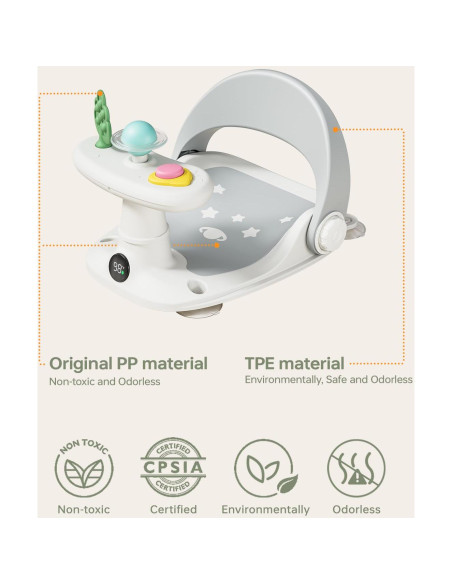 Asiento de Baño Antideslizante para Bebés Gris - 0 a 25 kg