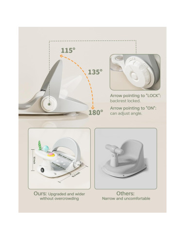 Asiento de Baño Antideslizante para Bebés Gris - 0 a 25 kg