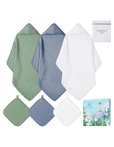 Toallas de Baño con Capucha Koo-dib 100% Algodón 76x76 cm 6 Piezas