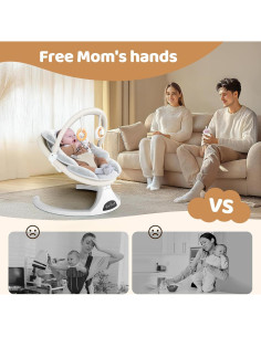Columpio Eléctrico para Bebés - Control Remoto, 5 Velocidades, 3.7kg 2